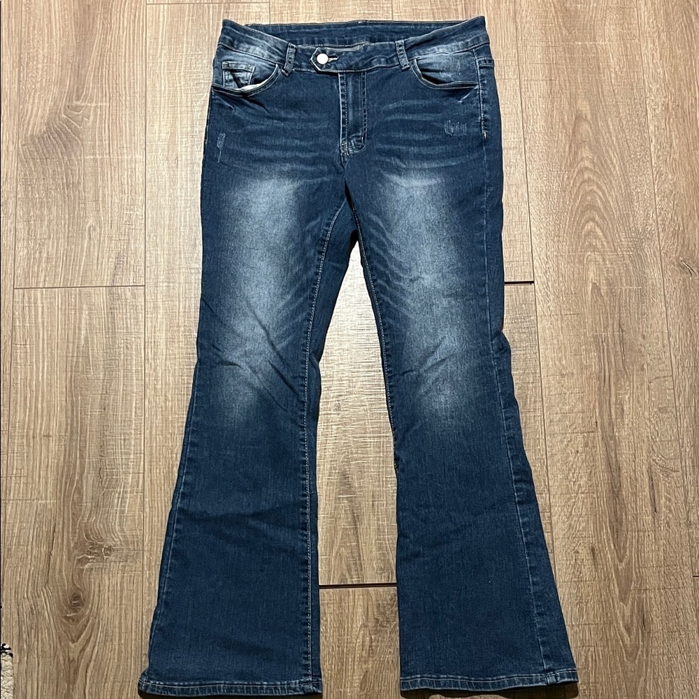 SHEIN Dark Blue Flare Jeans Women’s Size L 10/12